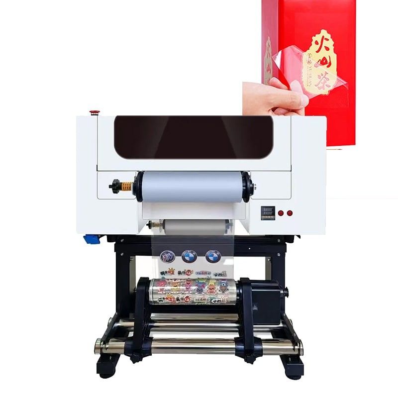 طابعة فوق البنفسجية 300 مم مع رؤوس الطباعة 2 * F1080 دعم CMYK + W + V مشرقة وملونة