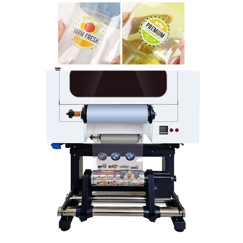 طابعة UV DTF عالية الدقة آلة UV DTF 300mm للزجاجات البلاستيكية الأكريلية