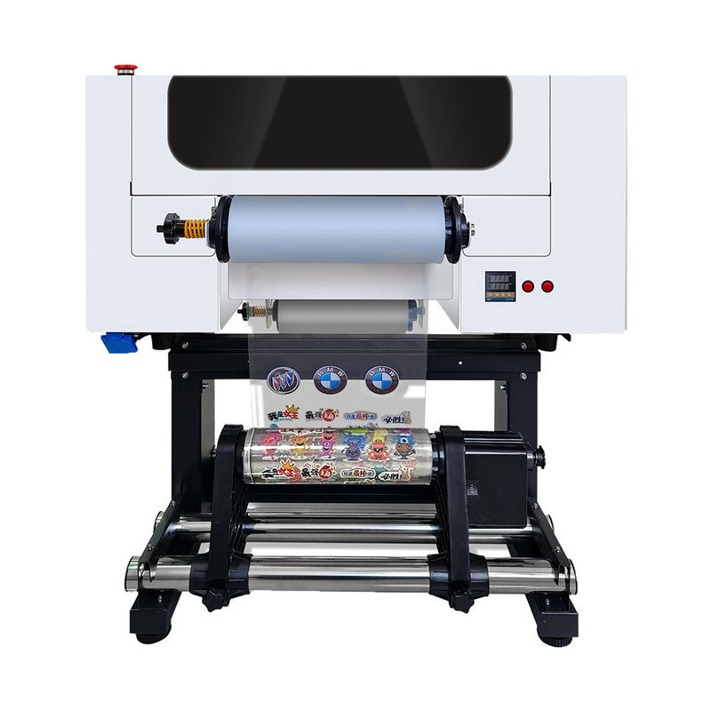 طابعة فوق البنفسجية 300 مم مع رؤوس الطباعة 2 * F1080 دعم CMYK + W + V مشرقة وملونة