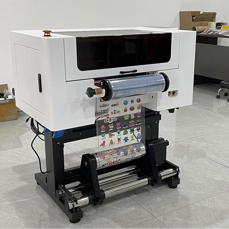مصنع 30CM UV DTF A3 F1080 طابعة الرأس الملصق الحبر CMYK بيضاء UV DTF طابعة مع المصفوفة