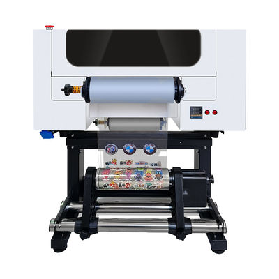طابعة فوق البنفسجية 300 مم مع رؤوس الطباعة 2 * F1080 دعم CMYK + W + V مشرقة وملونة